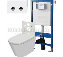 Комплект Унитаз подвесной Point Виктория PN41061 + Инсталляция PN45121 пневматическая + Кнопка Венера PN44071WC белая, хром