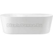 Акриловая ванна Wellsee Vanille Joie 180x85 см, отдельностоящая, белая, овальная, на ножках, со сливом-переливом, с донным клапаном, фурнитура золото