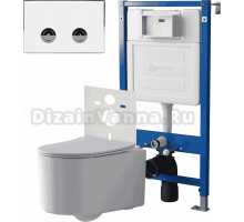 Комплект Унитаз подвесной Point Веста PN41701 + Инсталляция PN45121 пневматическая + Кнопка Венера PN44071WC белая, хром