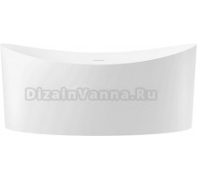 Акриловая ванна Wellsee Cerulean 175x80 см, отдельностоящая, белая, овальная, на ножках, со сливом-переливом, с донным клапаном, фурнитура черная