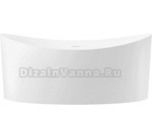 Акриловая ванна Wellsee Cerulean 175x80 см, отдельностоящая, белая, овальная, на ножках, со сливом-переливом, с донным клапаном, фурнитура золото