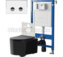 Комплект Унитаз подвесной Point Веста PN41701BM + Инсталляция PN45121 пневматическая + Кнопка Венера PN44071WC белая, хром