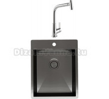 Комплект Мойка Reflexion Iseo RX2240BL оружейная сталь + Смеситель MEGA Life MG-TK09 хром