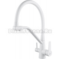 Смеситель для кухни Shevanik S968C с гибким изливом, белый