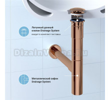 Комплект Wellsee Drainage System 182117003 с универсальным донным клапаном, розовое золото