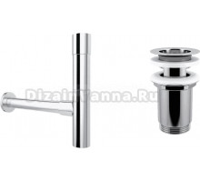 Сифон для раковины Wellsee Drainage System 182114004 с выпуском с переливом, хром