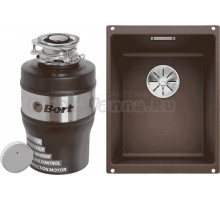 Комплект Мойка Blanco Subline 320-U кофе + Измельчитель Bort Alligator Mega