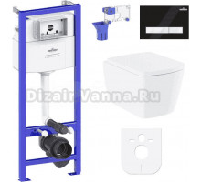 Комплект Lavinia Boho Унитаз подвесной Aveo Rimless 3306101R + Крышка-сиденье Aveo 33290600 с микролифтом + Инсталляция RelFix 38010010 + Кнопка RelFix 38050601 матовая черная, белая + Дозатор RelFix 38040010