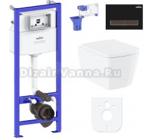 Комплект Lavinia Boho Унитаз подвесной Aveo Rimless 3306101R + Крышка-сиденье Aveo 33290600 с микролифтом + Инсталляция RelFix 38010010 + Кнопка RelFix 38050602 матовая черная, темное дерево + Дозатор RelFix 38040010