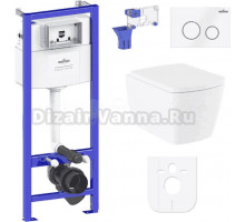 Комплект Lavinia Boho Унитаз подвесной Aveo Rimless 3306101R + Крышка-сиденье Aveo 33290600 с микролифтом + Инсталляция RelFix 38010010 + Кнопка RelFix 38050804 белая, золотой глянец + Дозатор RelFix 38040010