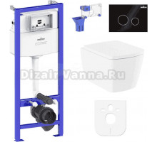 Комплект Lavinia Boho Унитаз подвесной Aveo Rimless 3306101R + Крышка-сиденье Aveo 33290600 с микролифтом + Инсталляция RelFix 38010010 + Кнопка RelFix 3805004B глянцевая черная, хром + Дозатор RelFix 38040010