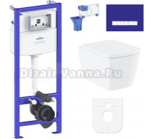 Комплект Lavinia Boho Унитаз подвесной Aveo Rimless 3306101R + Крышка-сиденье Aveo 33290600 с микролифтом + Инсталляция RelFix 38010010 + Кнопка RelFix 3805005V фиолетовая, хром + Дозатор RelFix 38040010