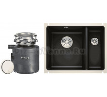 Комплект Мойка Blanco Subline 350/150-U черная + Измельчитель Bort Alligator X