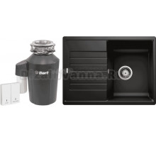 Комплект Мойка Blanco Zia 45 S Compact 526009 черная + Измельчитель Bort Alligator Green