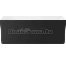 Акриловая ванна Wellsee Pure BY Wellsee 165x75 см, отдельностоящая, матовая черная, глянцевая белая, на ножках, с донным клапаном, фурнитура белая