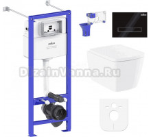 Комплект Lavinia Boho Унитаз подвесной Aveo Rimless 3306101R + Крышка-сиденье Aveo 33290600 с микролифтом + Инсталляция RelFix 38010020 + Кнопка RelFix 3805003B глянцевая черная, хром + Дозатор RelFix 38040010