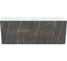 Акриловая ванна Wellsee Pure BY Wellsee 165x75 см, отдельностоящая, матовый черный мрамор, глянцевая белая, на ножках, с донным клапаном, фурнитура белая