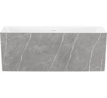 Акриловая ванна Wellsee Pure BY Wellsee 165x75 см, отдельностоящая, матовый серый мрамор, глянцевая белая, на ножках, с донным клапаном