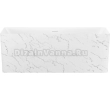 Акриловая ванна Wellsee Pure BY Wellsee 165x75 см, отдельностоящая, матовый белый мрамор, глянцевая белая, на ножках, с донным клапаном, фурнитура белая