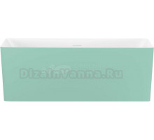 Акриловая ванна Wellsee Pure BY Wellsee 165x75 см, отдельностоящая, матовая светло-зеленая, глянцевая белая, на ножках, с донным клапаном