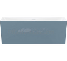 Акриловая ванна Wellsee Pure BY Wellsee 165x75 см, отдельностоящая, матовая светло-синяя, глянцевая белая, на ножках, с донным клапаном, фурнитура белая