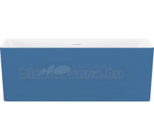 Акриловая ванна Wellsee Pure BY Wellsee 165x75 см, отдельностоящая, матовая темно-синяя, глянцевая белая, на ножках, с донным клапаном