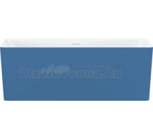 Акриловая ванна Wellsee Pure BY Wellsee 165x75 см, отдельностоящая, матовая темно-синяя, глянцевая белая, на ножках, с донным клапаном, фурнитура белая