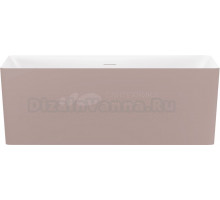 Акриловая ванна Wellsee Pure BY Wellsee 165x75 см, отдельностоящая, матовая светло-розовая, глянцевая белая, на ножках, с донным клапаном