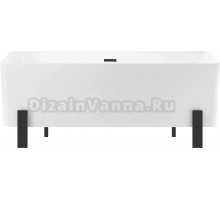 Акриловая ванна Wellsee FR.Euphoria 165x80 см, отдельностоящая, белая, на ножках, со сливом-переливом, с донным клапаном, фурнитура черная