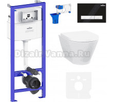 Комплект Lavinia Boho Унитаз подвесной Elegant Rimless 3308101R + Крышка-сиденье Elegant 33290700 с микролифтом + Инсталляция RelFix 38010010 + Кнопка RelFix 38050601 матовая черная, белая + Дозатор RelFix 38040010