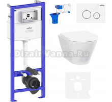 Комплект Lavinia Boho Унитаз подвесной Elegant Rimless 3308101R + Крышка-сиденье Elegant 33290700 с микролифтом + Инсталляция RelFix 38010010 + Кнопка RelFix 38050804 белая, золотой глянец + Дозатор RelFix 38040010