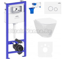 Комплект Lavinia Boho Унитаз подвесной Elegant Rimless 3308101R + Крышка-сиденье Elegant 33290700 с микролифтом + Инсталляция RelFix 38010010 + Кнопка RelFix 3805004W белая, хром + Дозатор RelFix 38040010