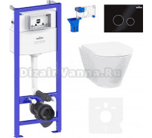 Комплект Lavinia Boho Унитаз подвесной Elegant Rimless 3308101R + Крышка-сиденье Elegant 33290700 с микролифтом + Инсталляция RelFix 38010010 + Кнопка RelFix 3805004B глянцевая черная, хром + Дозатор RelFix 38040010