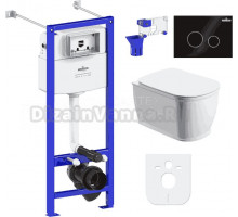 Комплект Lavinia Boho Унитаз подвесной Bell Pro Rimless 3301101R + Крышка-сиденье Bell Pro 33290100 с микролифтом + Инсталляция RelFix 38010020 + Кнопка RelFix 3805004B глянцевая черная, хром + Дозатор RelFix 38040010