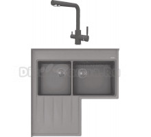 Комплект Мойка Florentina Адрия серый шелк + Смеситель Альдо FL серый шелк