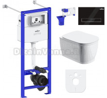 Комплект Lavinia Boho Унитаз подвесной Bell Pro Rimless 3301101R + Крышка-сиденье Bell Pro 33290100 с микролифтом + Инсталляция RelFix 38010020 + Кнопка RelFix 380501MB матовая черная, хром + Дозатор RelFix 38040010