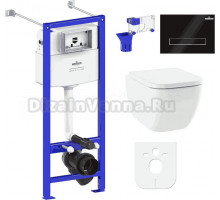 Комплект Lavinia Boho Унитаз подвесной One Compacto 3302102C + Крышка-сиденье One 33290200 с микролифтом + Инсталляция RelFix 38010020 + Кнопка RelFix 3805003B глянцевая черная, хром + Дозатор RelFix 38040010