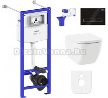 Комплект Lavinia Boho Унитаз подвесной One Rimless 3302103R + Крышка-сиденье One 33290200 с микролифтом + Инсталляция RelFix 38010020 + Кнопка RelFix 380501MB матовая черная, хром + Дозатор RelFix 38040010