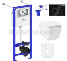 Комплект Lavinia Boho Унитаз подвесной One Rimless 3302103R + Крышка-сиденье One 33290200 с микролифтом + Инсталляция RelFix 38010020 + Кнопка RelFix 380502MB матовая черная, хром + Дозатор RelFix 38040010