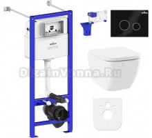 Комплект Lavinia Boho Унитаз подвесной One Rimless 3302103R + Крышка-сиденье One 33290200 с микролифтом + Инсталляция RelFix 38010020 + Кнопка RelFix 3805004B глянцевая черная, хром + Дозатор RelFix 38040010