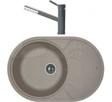 Комплект Мойка Florentina Родос 760 серый шелк + Смеситель Фита FL серый шелк