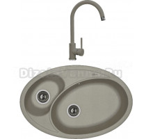 Комплект Мойка Florentina Селена 780 серый шелк + Смеситель Альфа FL серый шелк