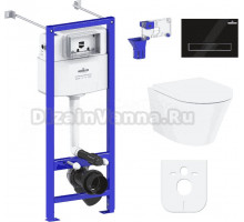 Комплект Lavinia Boho Унитаз подвесной Biore Compacto Rimless 3304101C + Крышка-сиденье Biore 33290420 с микролифтом + Инсталляция RelFix 38010020 + Кнопка RelFix 380501MB матовая черная, хром + Дозатор RelFix 38040010