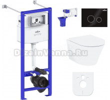 Комплект Lavinia Boho Унитаз подвесной Biore Compacto Rimless 3304101C + Крышка-сиденье Biore 33290420 с микролифтом + Инсталляция RelFix 38010020 + Кнопка RelFix 3805004B глянцевая черная, хром + Дозатор RelFix 38040010