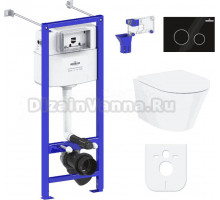 Комплект Lavinia Boho Унитаз подвесной Biore Rimless 3304102R + Крышка-сиденье Biore 33290410 с микролифтом + Инсталляция RelFix 38010020 + Кнопка RelFix 380502MB матовая черная, хром + Дозатор RelFix 38040010