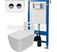 Комплект Унитаз подвесной Point Меркурий PN41831 + Инсталляция PN45121 пневматическая + Кнопка Венера PN44072WC белая, хром