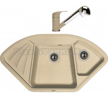 Комплект Мойка Florentina Капри бежевый + Смеситель Сигма FL бежевый