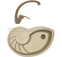 Комплект Мойка Florentina Наутилус бежевая + Смеситель Омега FL бежевый