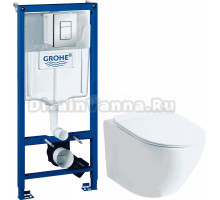 Комплект Унитаз подвесной Orange C07 C07-100W + Инсталляция Grohe Rapid SL 38772001 3 в 1 с кнопкой смыва