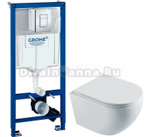 Комплект Унитаз подвесной Agger AT03100 + Инсталляция Grohe Rapid SL 38772001 3 в 1 с кнопкой смыва